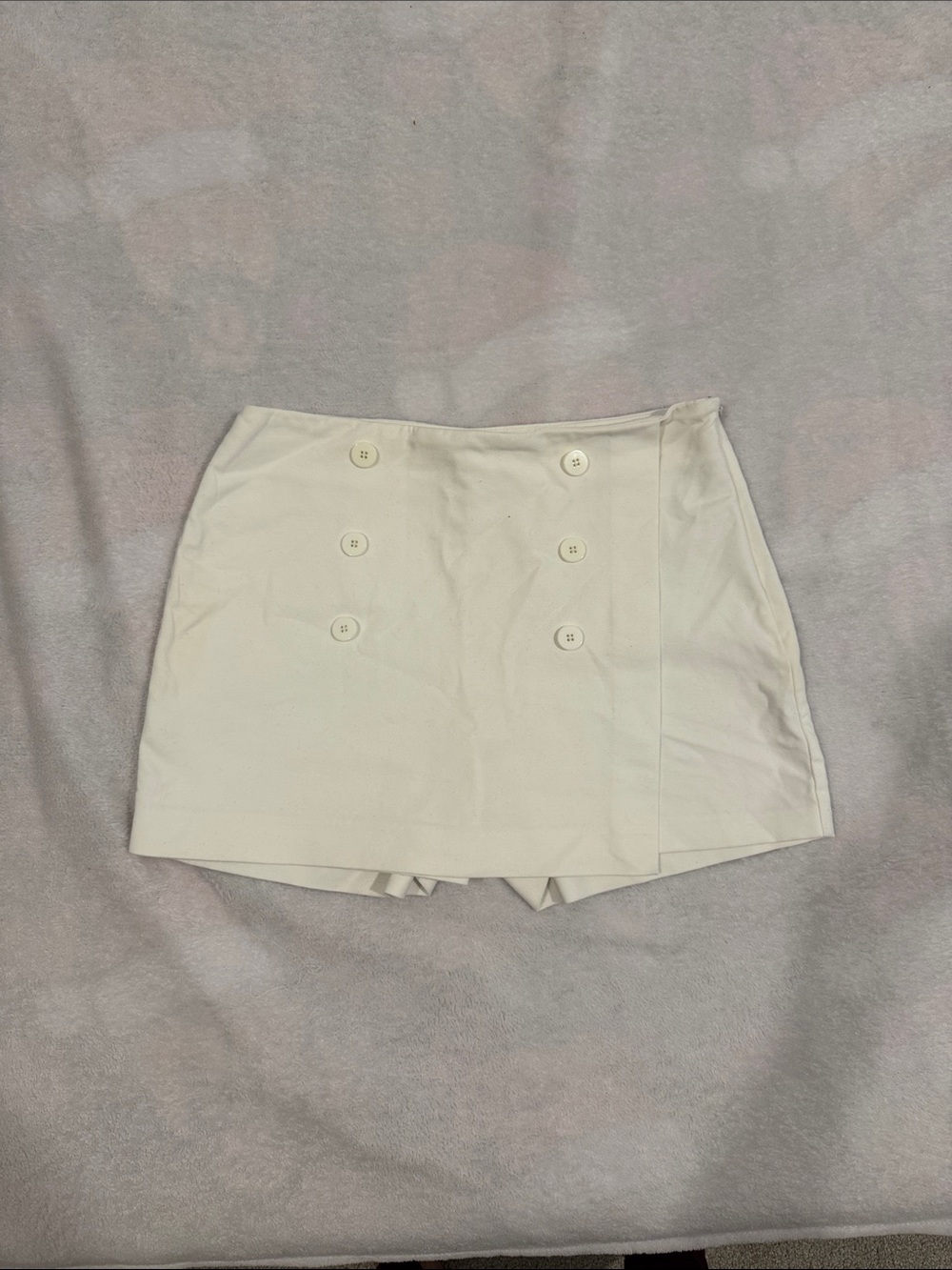 High-Waist Cream Button-Front Women’s Shorts